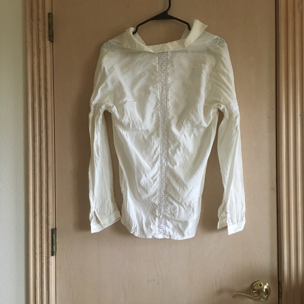 Frame  Denim Le Lace100% silk and lace white ivory charmeuse blouse XS - Picture 7 of 7